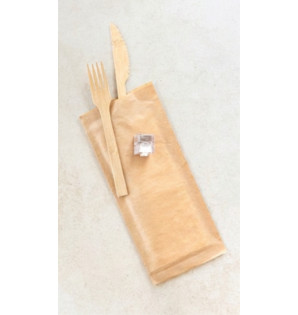 ESTUCHE CUBIERTOS KRAFT CON SERVILLETA